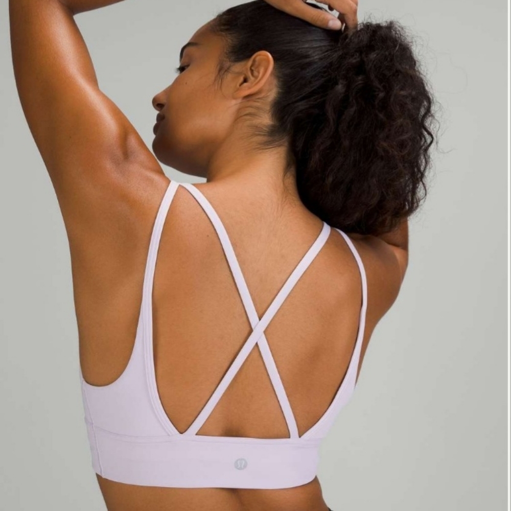 Lululemon In Alignment Long line Lavender Dew Sports Bra size 10 Like New